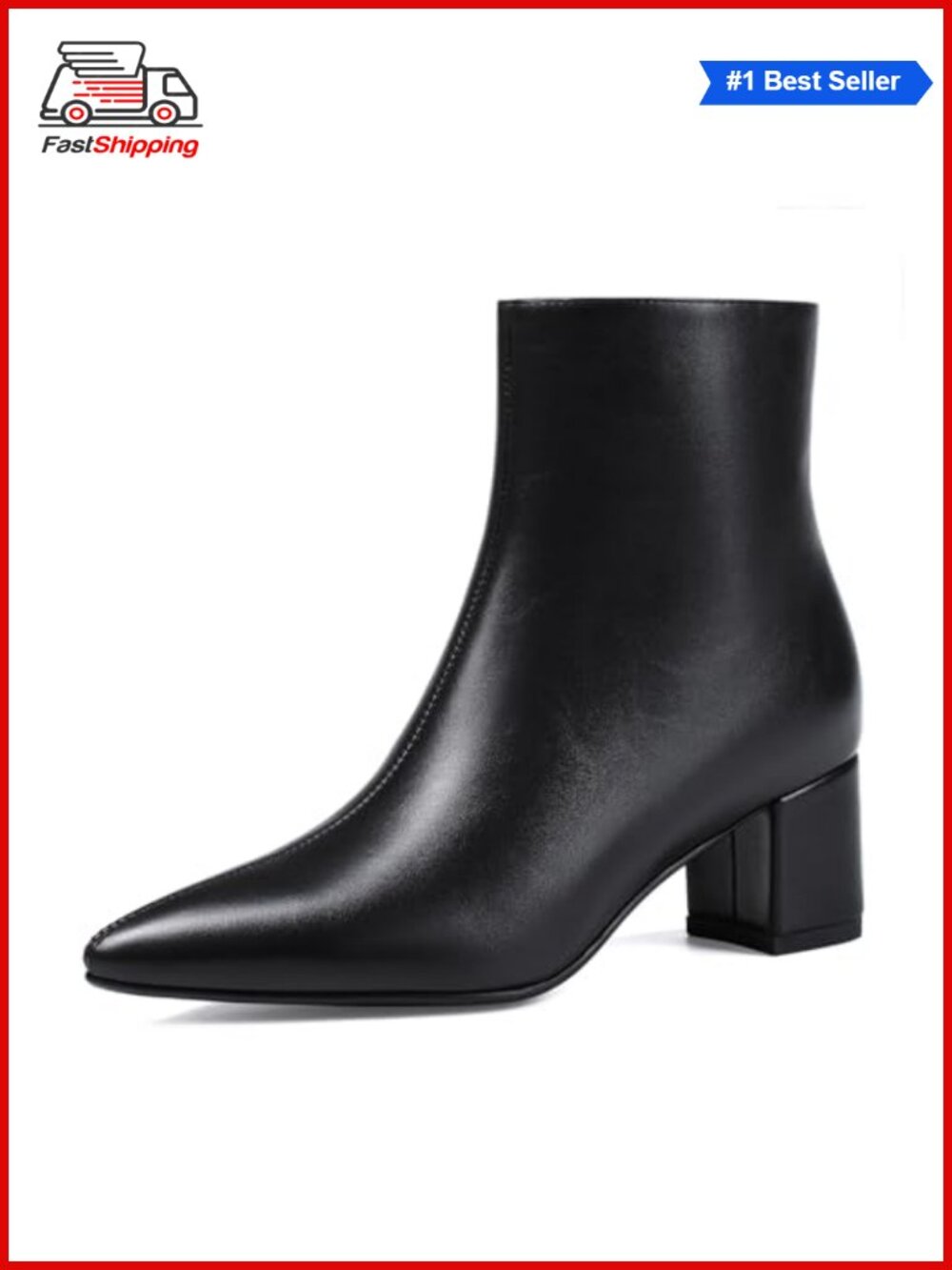 Women's Pointed Toe Ankle Boot Block Low Heel Matte Leather Booties